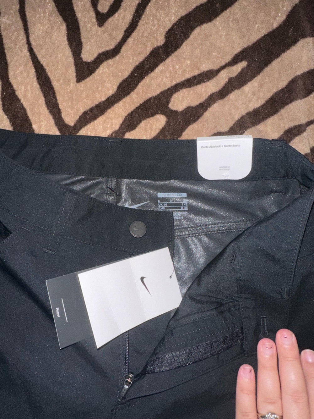 Nike Black Performance Pants with Swoosh Button